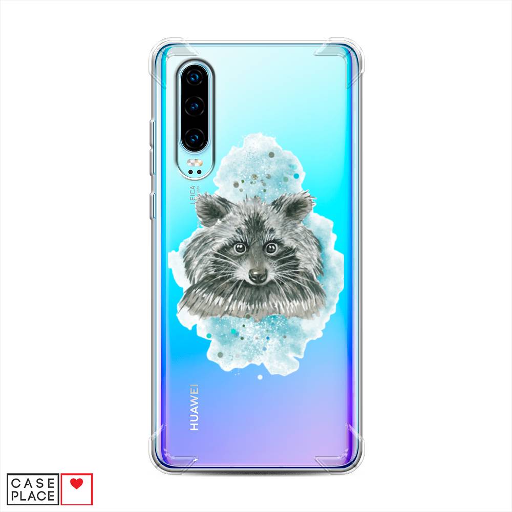 

Чехол Awog на Huawei P30 "Енот в голубом облаке", Голубой, 68551-1