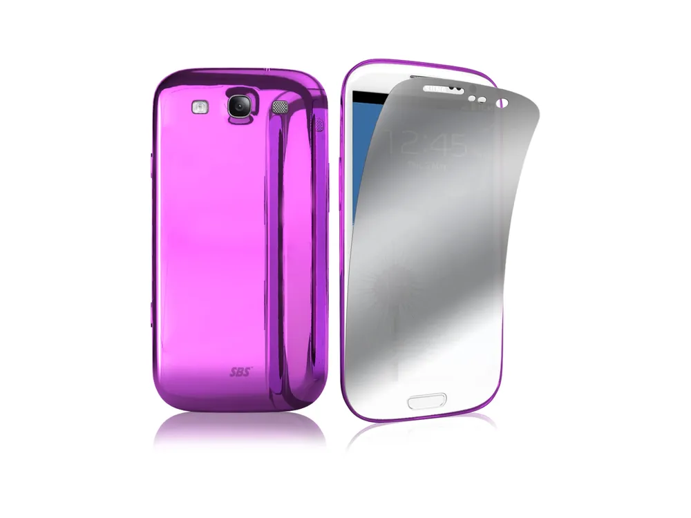 Чехол + защитная пленка SBS для Samsung Galaxy S3 прозрачный розовый