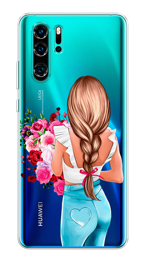 

Чехол на Huawei P30 Pro "Девушка с цветами", Коричневый;розовый;голубой, 67650-6