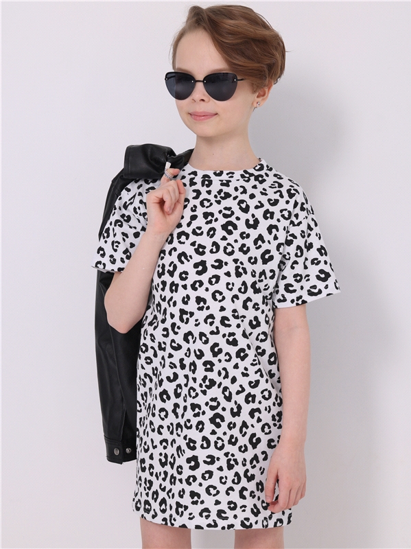 Платье детское Апрель п256001н100Р1, черный леопард на белом, 116