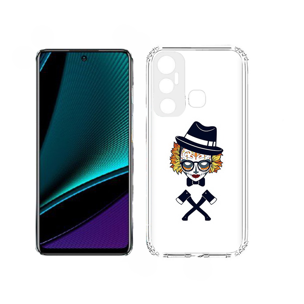

Чехол MyPads девушка в маске с топорами рисунок для Infinix Hot 11, Прозрачный, Tocco