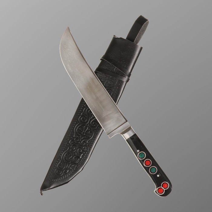 

Нож Пчак Шархон - Большой, оргстекло, ёрма, гарда олово. ШХ-15 (16-18 см) (без покрытия), Пчаки узбекские