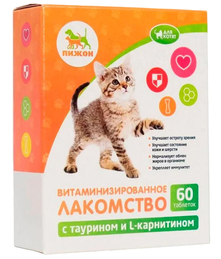 Лакомство для котят Пижон с таурином и L-карнитином 60 табл 363₽