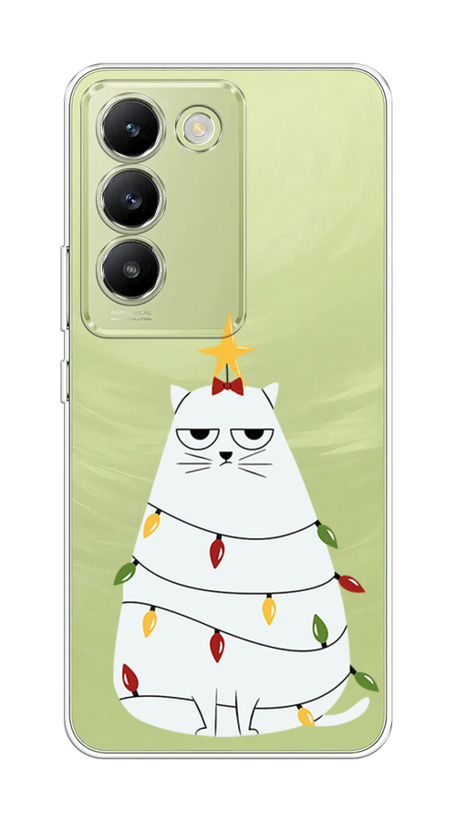 

Чехол на Vivo V30 lite 4G "Котик в гирлянде", Белый;красный;желтый, 2610350-1