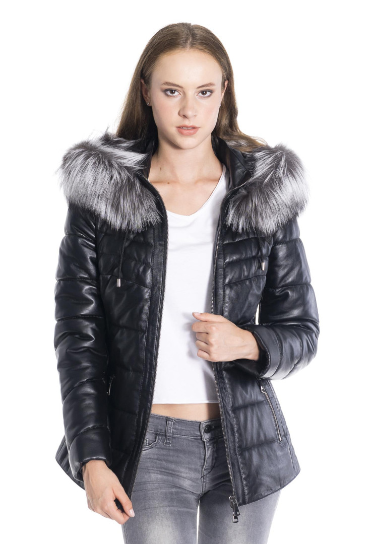 Кожаная куртка женская Derins DKA01218_S черная 2XL (товары доставляются из-за рубежа)