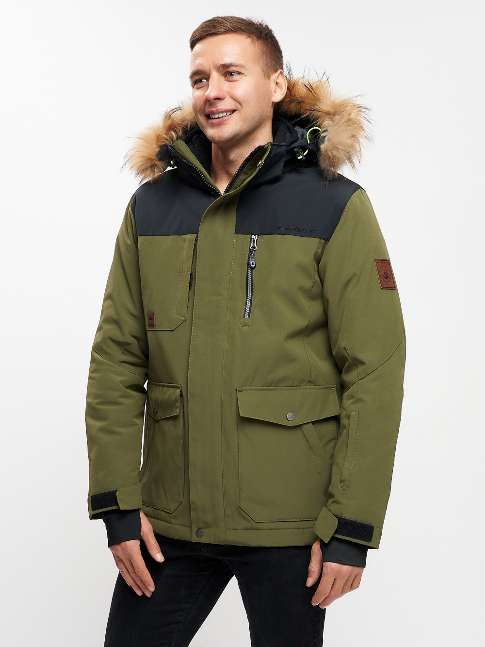 фото Куртка зимняя mtforce мужская удлиненная с мехом цвета хаки 2155-1kh, 50