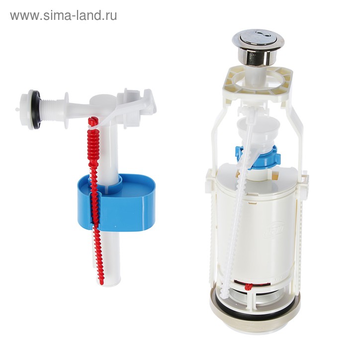 

Арматура для смывных бачков "АНИ Пласт" WC3050C, с боковой подводкой 1/2", 2 режима, хром, Белый