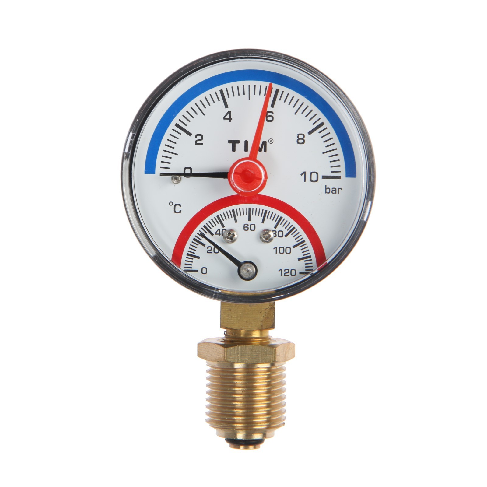 Термоманометр радиальный для воды и отопленияTIM Y-63-10 манометр аналоговый ТИМ