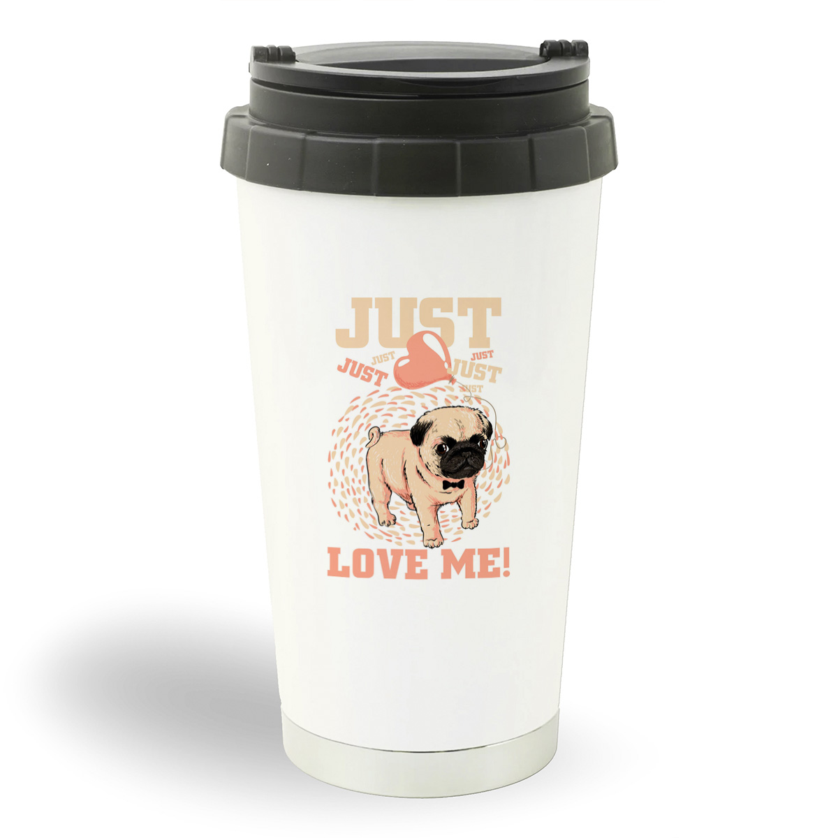 

Термостакан белый CoolPodarok Иллюстрация. Сбака jast love me
