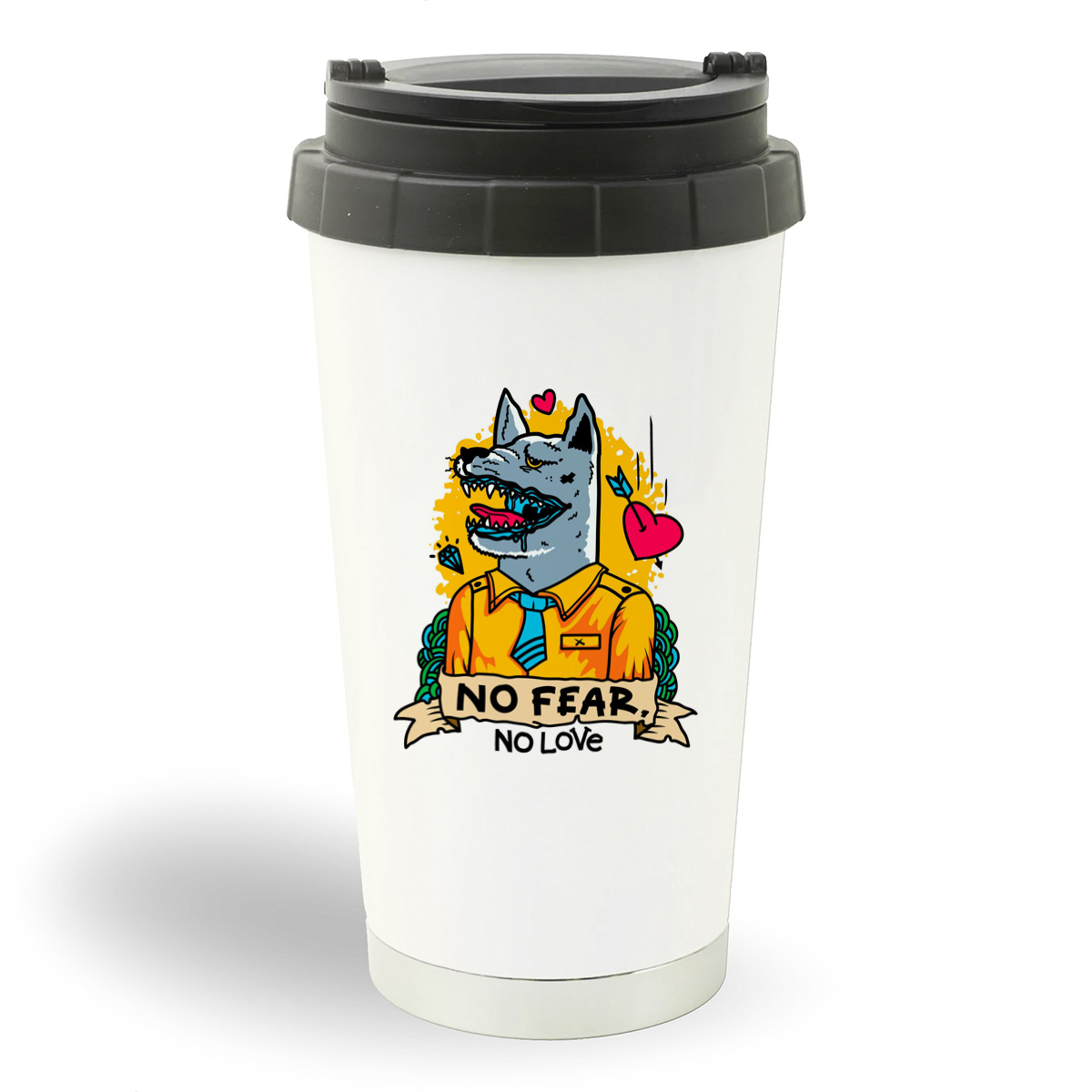 

Термостакан белый CoolPodarok Прикол. Волк no fear