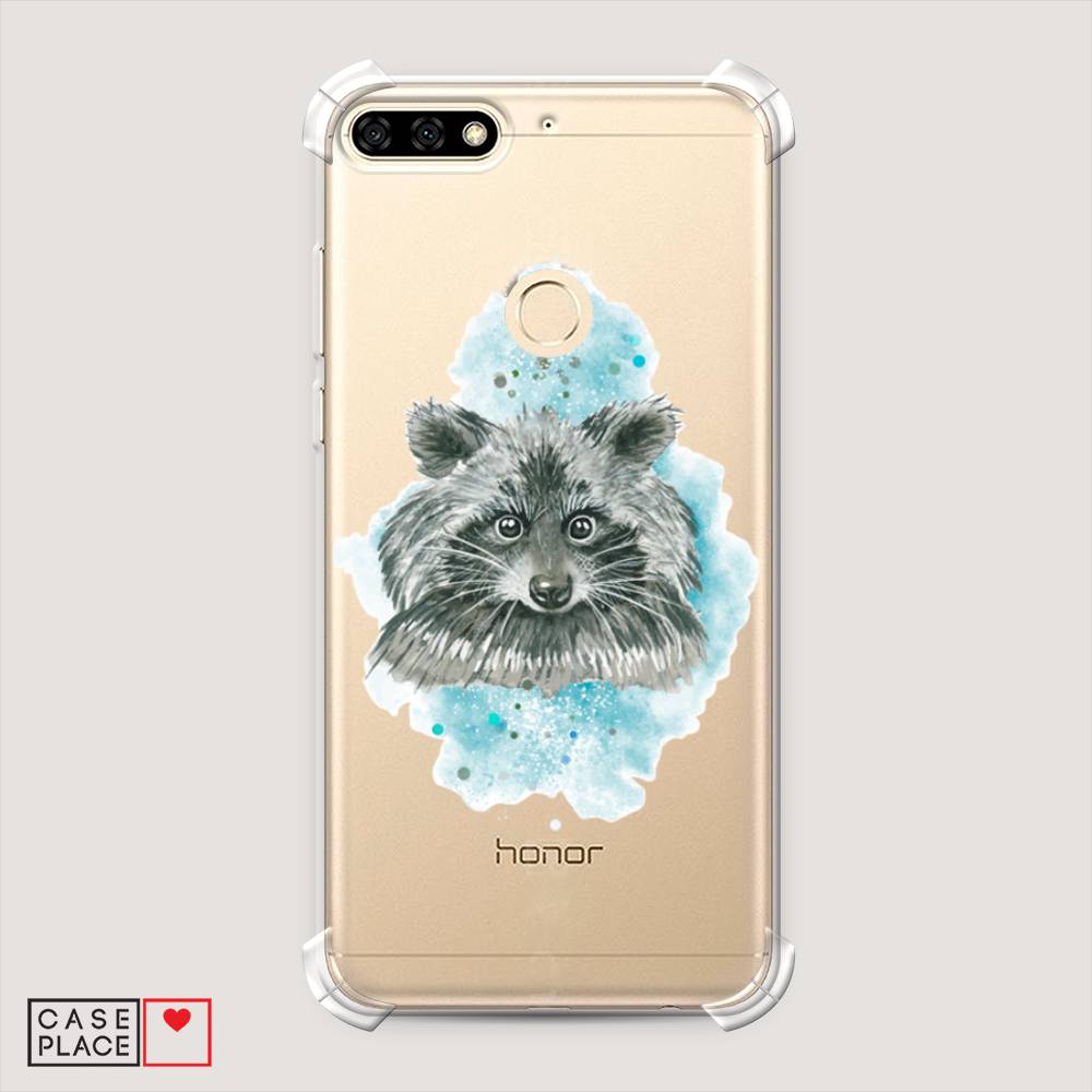 

Чехол Awog на Honor 7C "Енот в голубом облаке", Голубой, 64551-1
