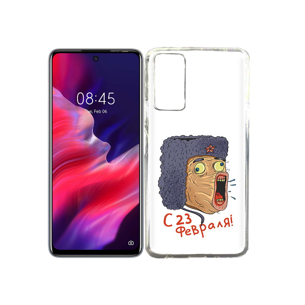 

Чехол MyPads Tocco для Tecno Pova 2 23 февраля смешная эмоция, Прозрачный, Tocco