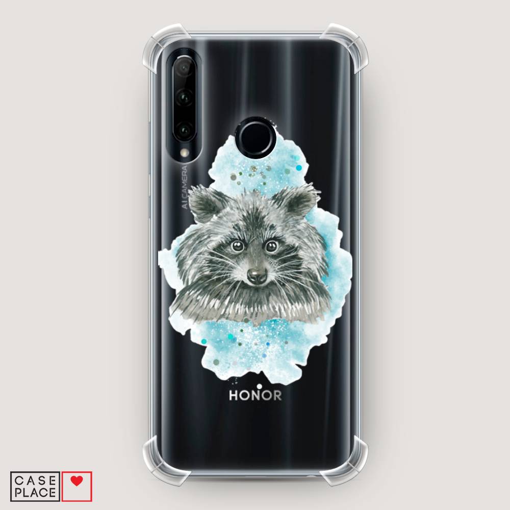 

Чехол Awog на Honor 10i "Енот в голубом облаке", Голубой, 68851-1