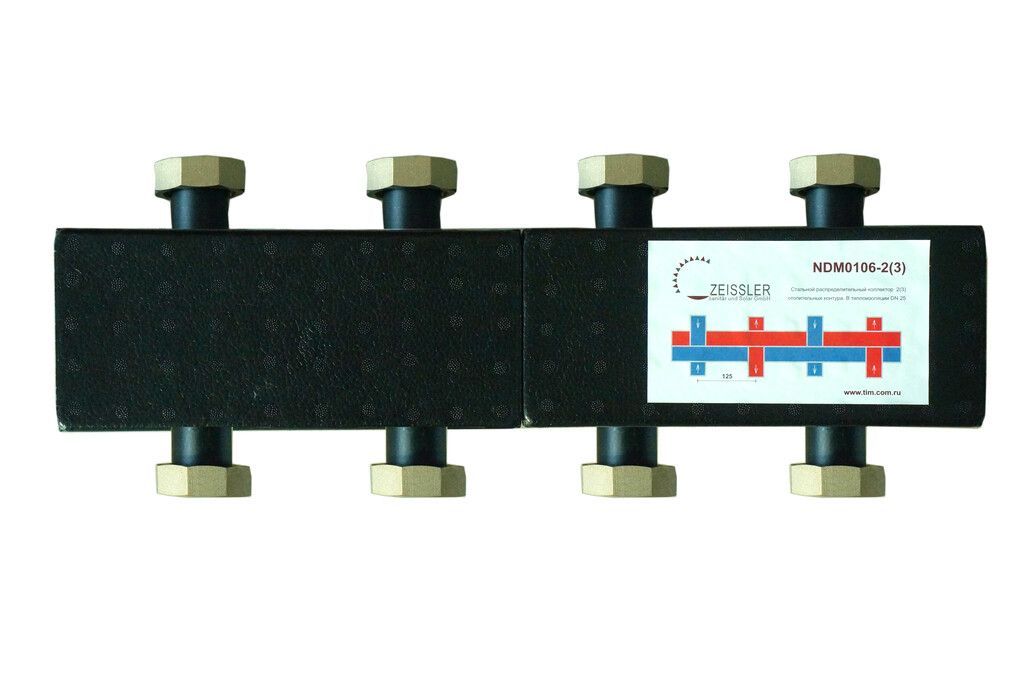 Стальной распределительный коллектор 2(3) отопительных контура, NDM0106-2(3)