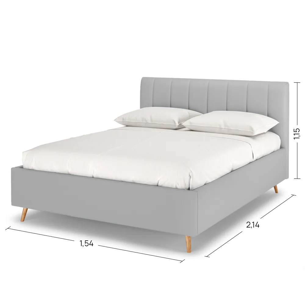 

Кровать двуспальная Rooney, 140х200, Рогожка Bjork Linen Светло-серый, Rooney