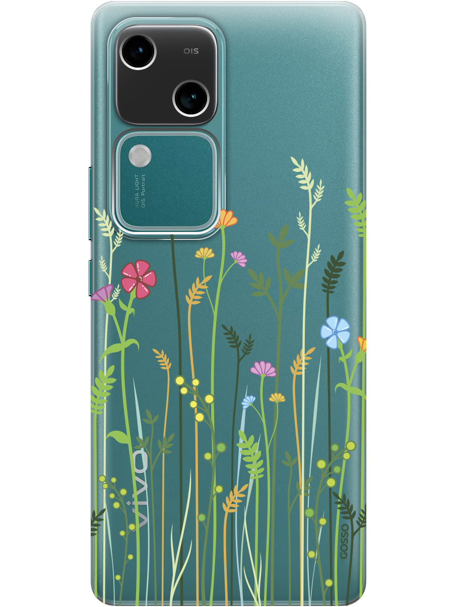 

Силиконовый чехол на Vivo v30 / s18 с принтом "Цветы и папоротник" прозрачный, Прозрачный;желтый;зеленый;розовый, 782621523