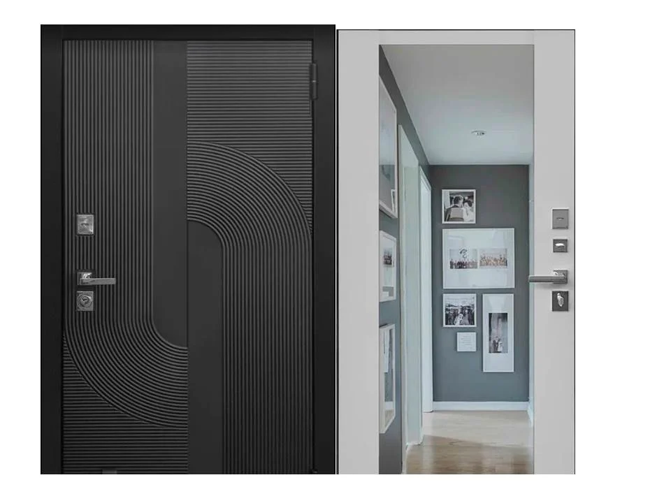 

Дверь мет. REGIDOORS Орбита 885*2050 "Пр" чёрная мягкая шагрень/белая мягкая шагрень