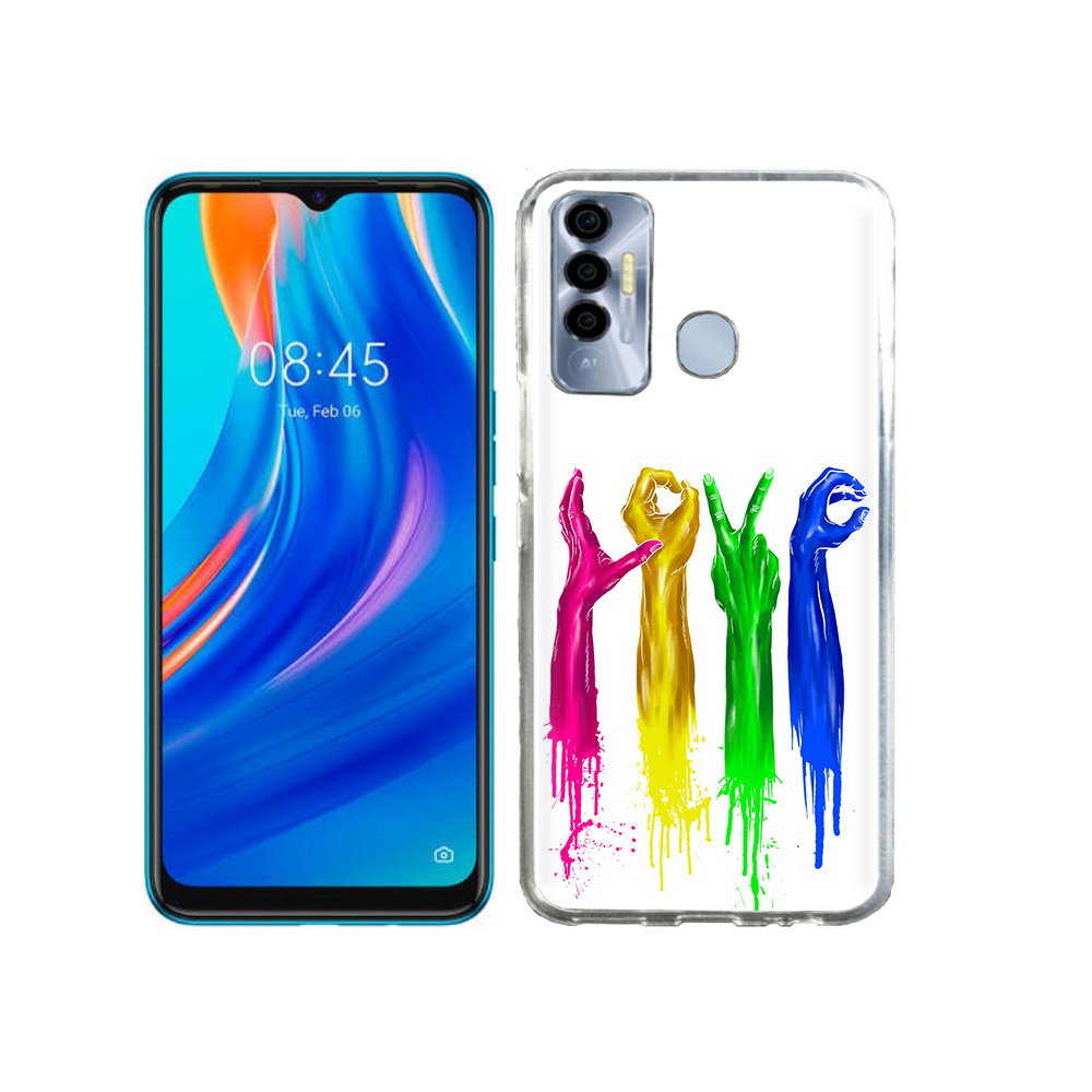 

Чехол MyPads Tocco для Tecno Spark 7P яркие руки love, Прозрачный, Tocco
