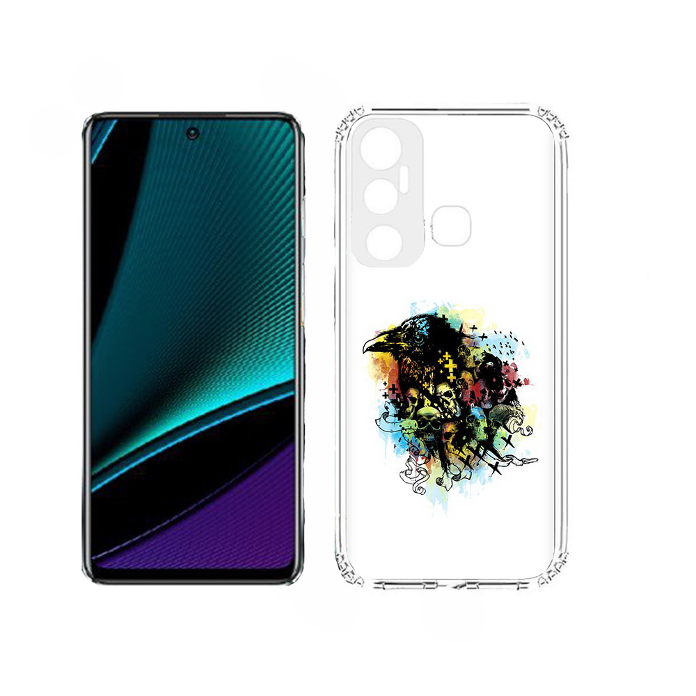 

Чехол MyPads ворон и черепа для Infinix Hot 11, Прозрачный, Tocco