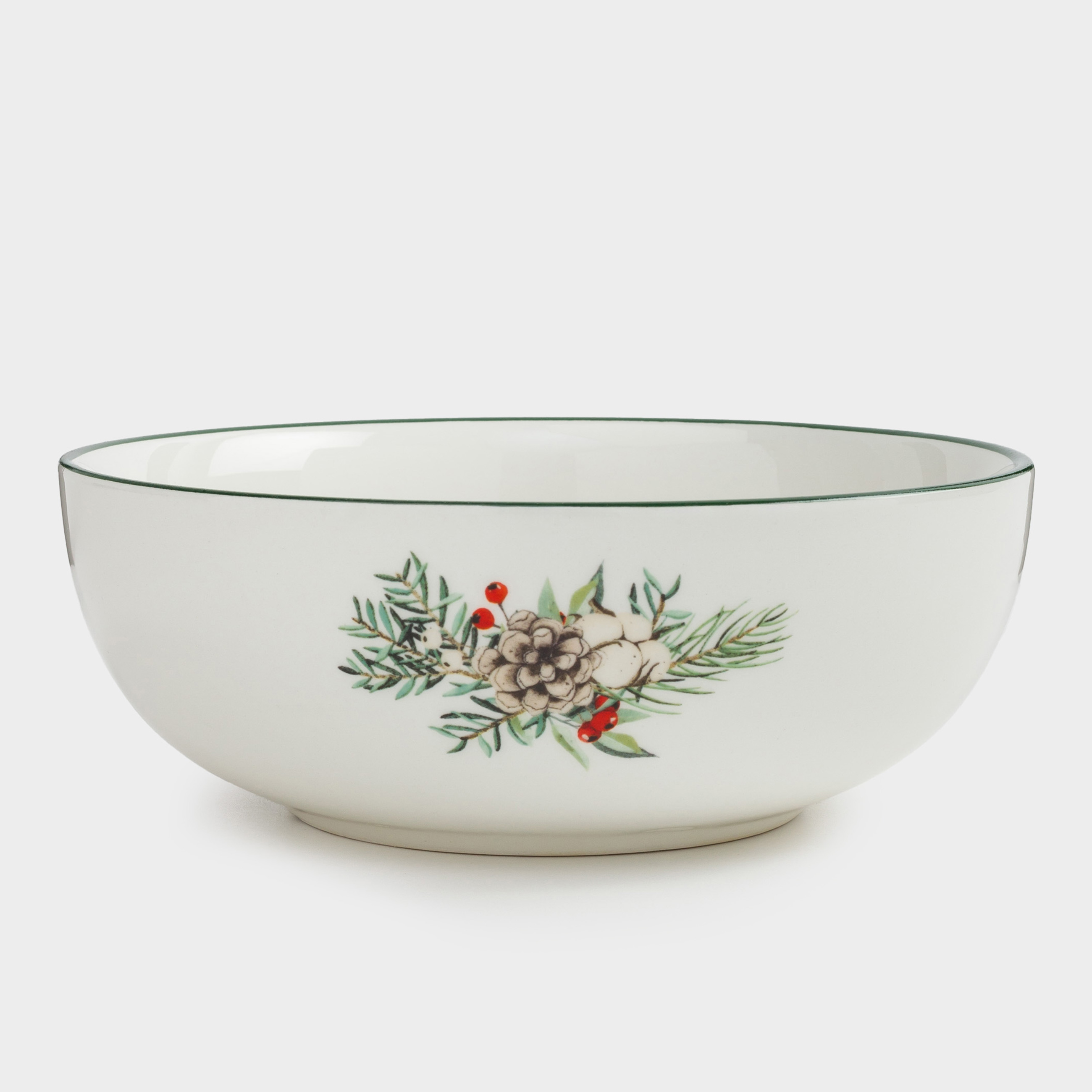 

Салатник, 16х6 см, 720 мл, керамика, Снегирь с часами, Сhristmas green