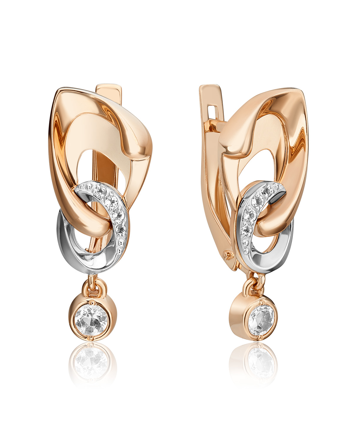 

Серьги подвески из красного золота/белого золота PLATINA jewelry 02-4844-00, топаз, 02-4844-00