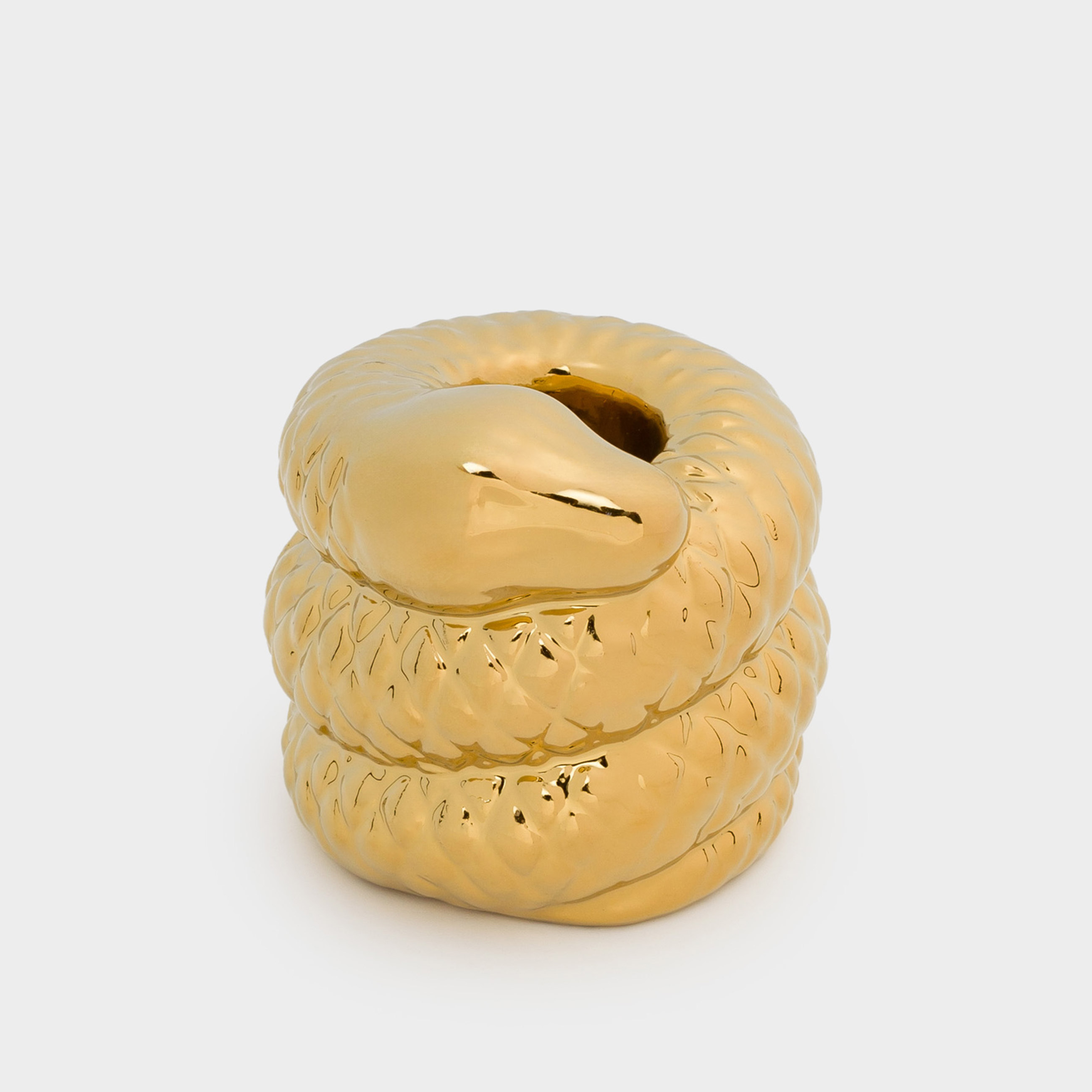 

Подсвечник, 7 см, для тонкой свечи, фарфор P, золотистый, Змея, Snake gold