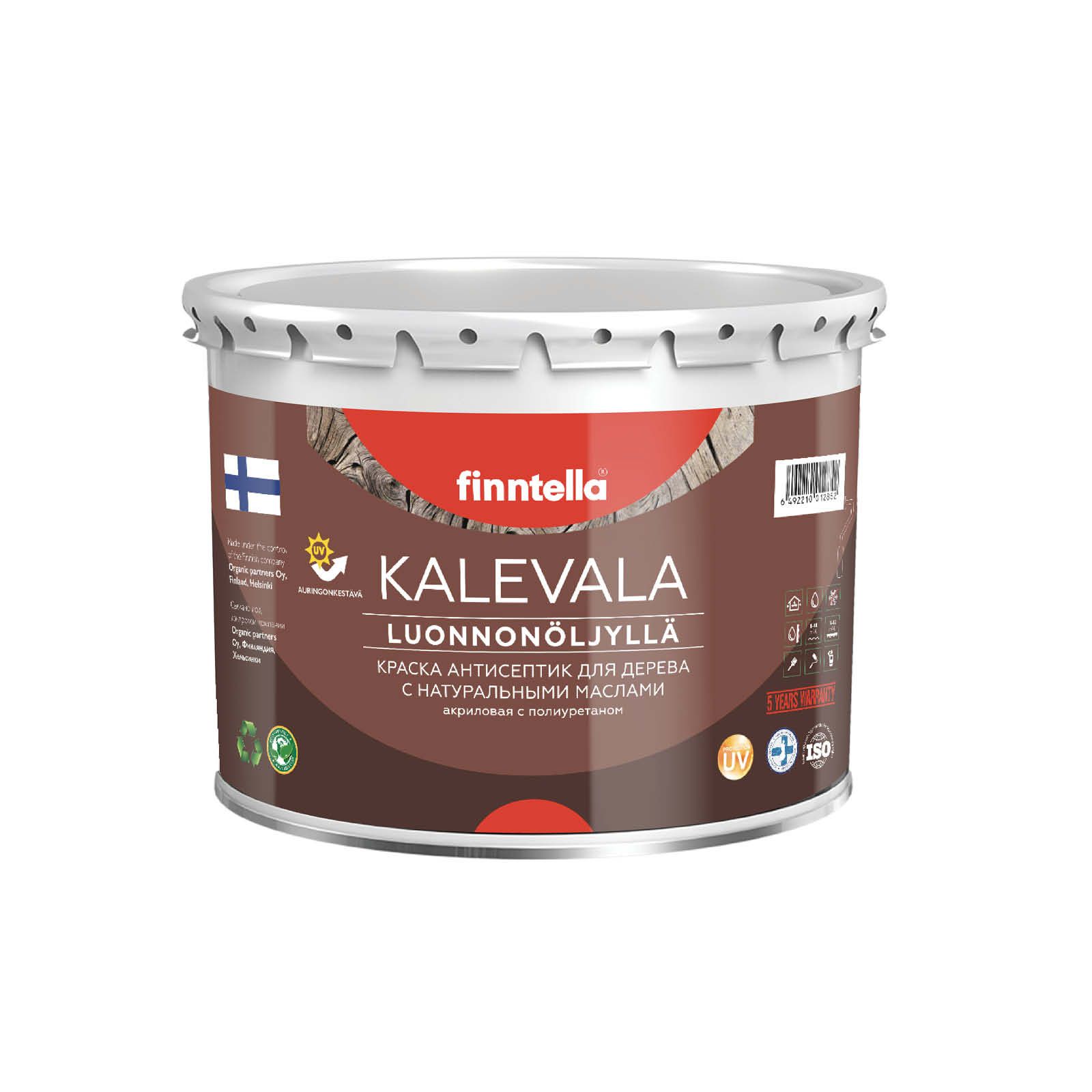 

Краска для дерева и деревянных фасадов FINNTELLA KALEVALA, с натуральным маслом и полиурет, Черный, KALEVALA NLC