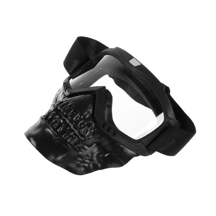 фото Очки-маска для езды на мототехнике, разборные, визор прозрачный, цвет черный nobrand