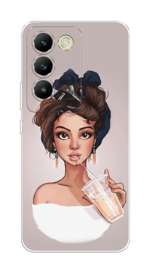 

Чехол на Vivo V30 lite 4G "Девушка с фраппе", Серый, 2610350-1