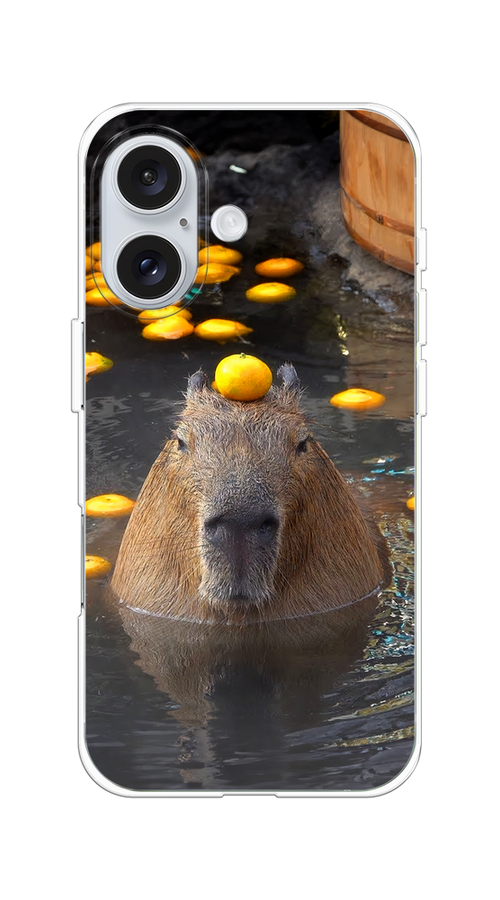 

Чехол на Apple iPhone 16 "Капибара отдыхает", Коричневый;оранжевый;серый, 16050-1