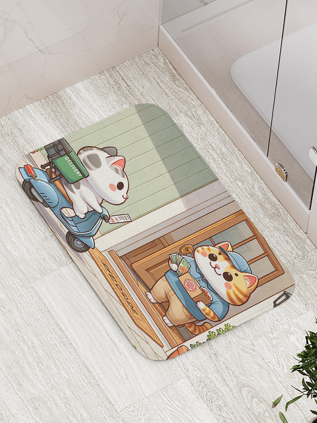 

Коврик для ванной и туалета мягкий JoyArty "Кот доставщик", bath_430030