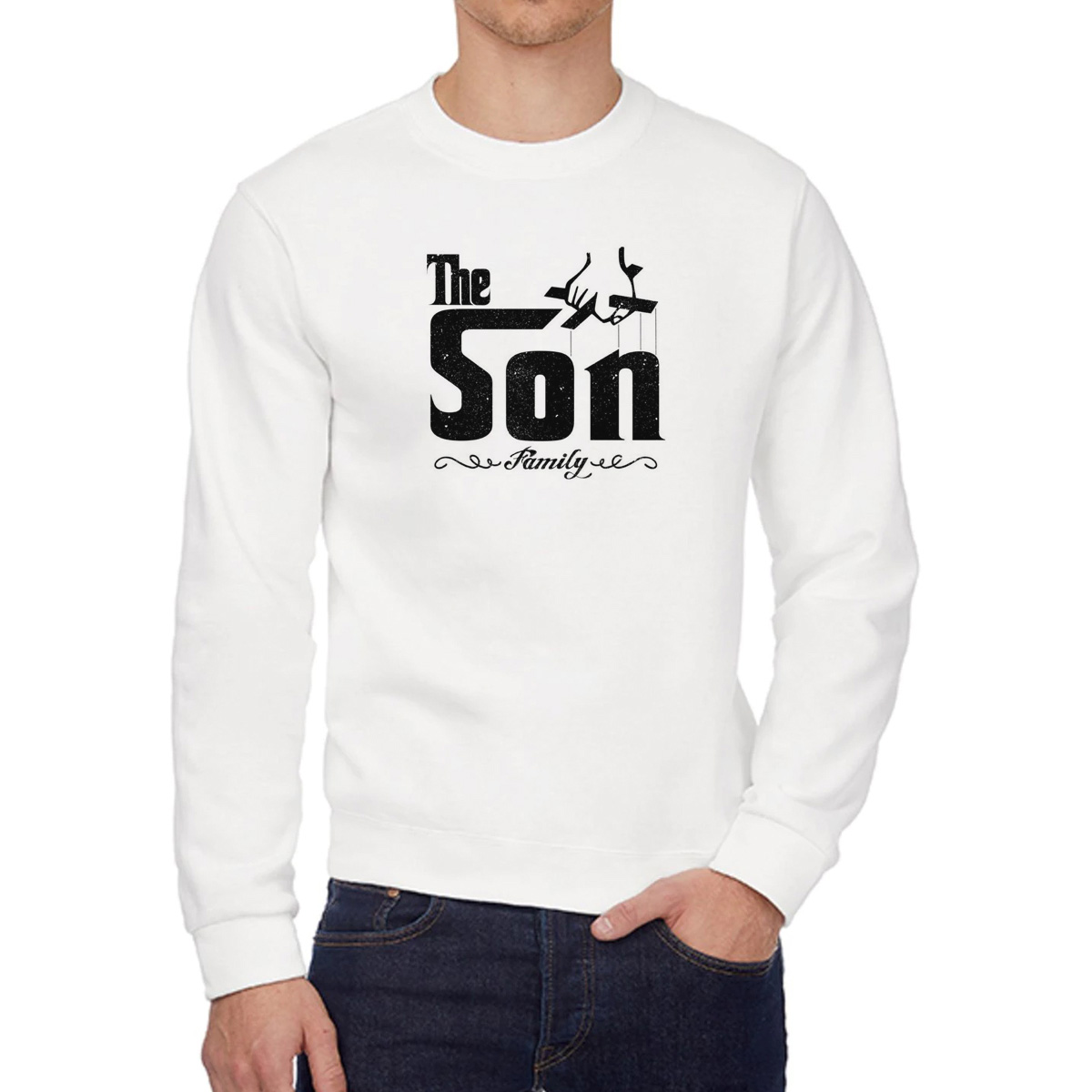 

Свитшот мужской CoolPodarok Прикол Семья The son Сын белый 42 RU, W0151839