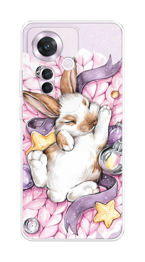 

Чехол на Oppo Reno 11F "Кролик спит", Розовый;белый, 2516650-1