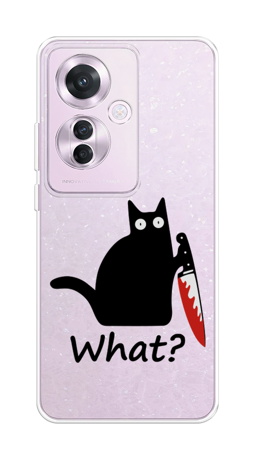 

Чехол на Oppo Reno 11F "Котик с ножом", Черный;красный, 2516650-1