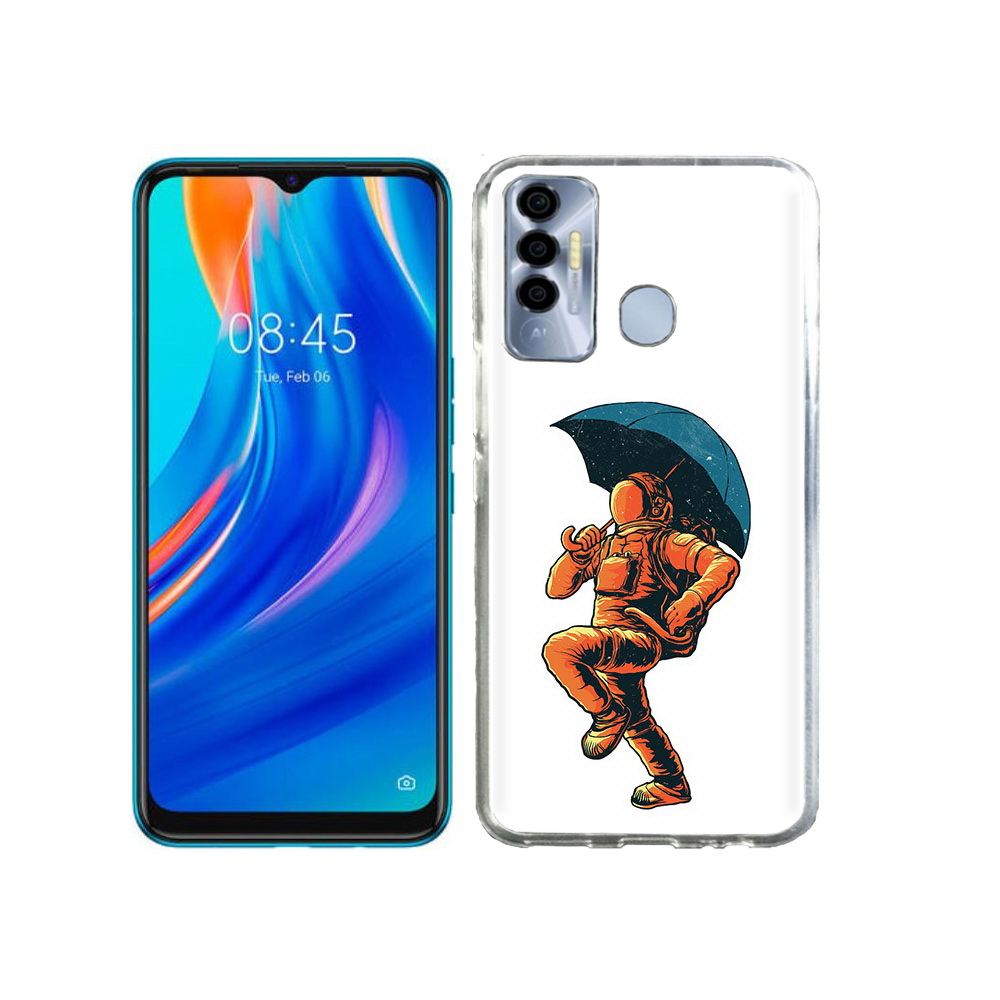 

Чехол MyPads Tocco для Tecno Spark 7P шагающий космонавт с зонтом, Прозрачный, Tocco