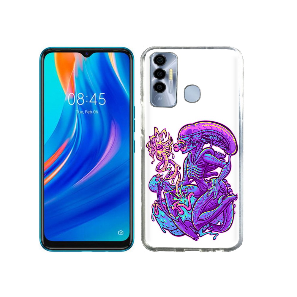 

Чехол MyPads Tocco для Tecno Spark 7P чужой фиолетовый цвет, Прозрачный, Tocco