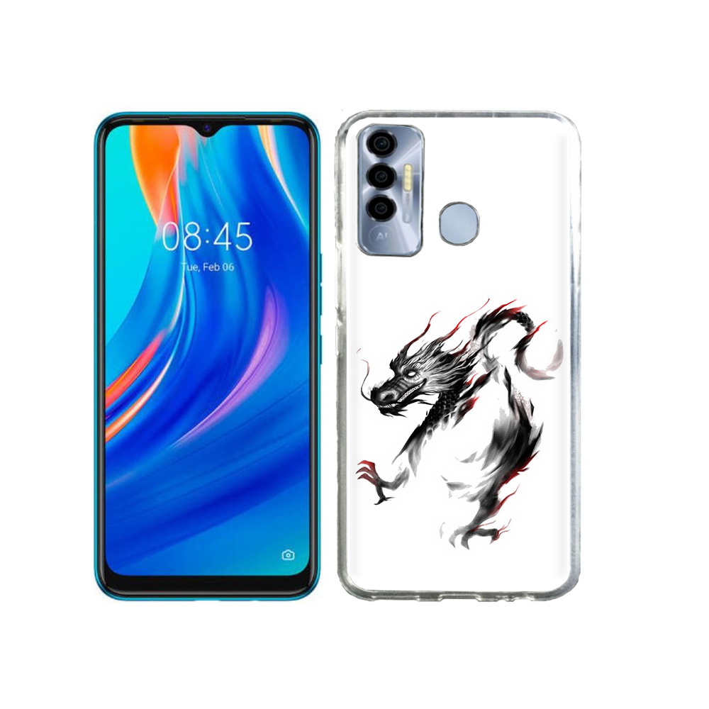 

Чехол MyPads Tocco для Tecno Spark 7P черный дракон, Прозрачный, Tocco