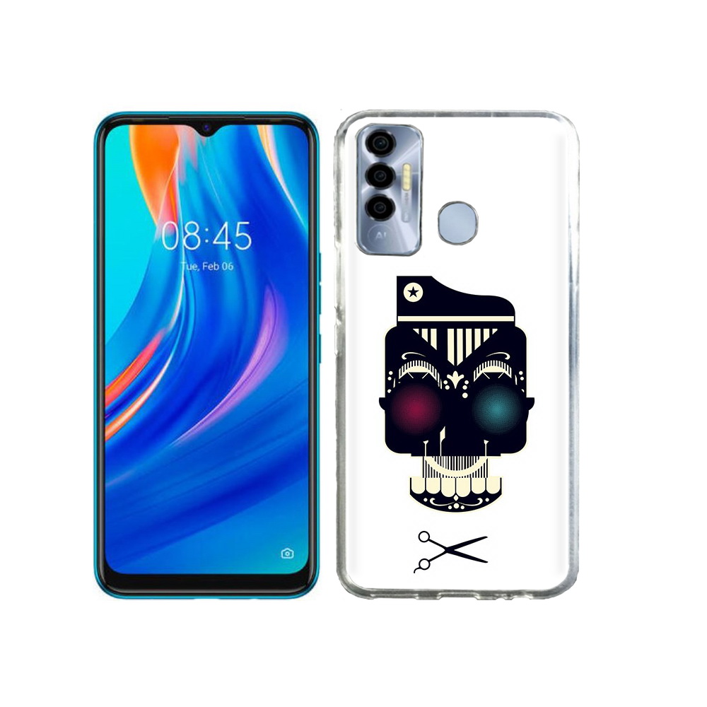 

Чехол MyPads Tocco для Tecno Spark 7P черно белый скелет с яркими глазами, Прозрачный, Tocco