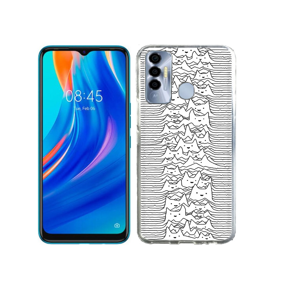 

Чехол MyPads Tocco для Tecno Spark 7P черно белые коты 3D, Прозрачный, Tocco