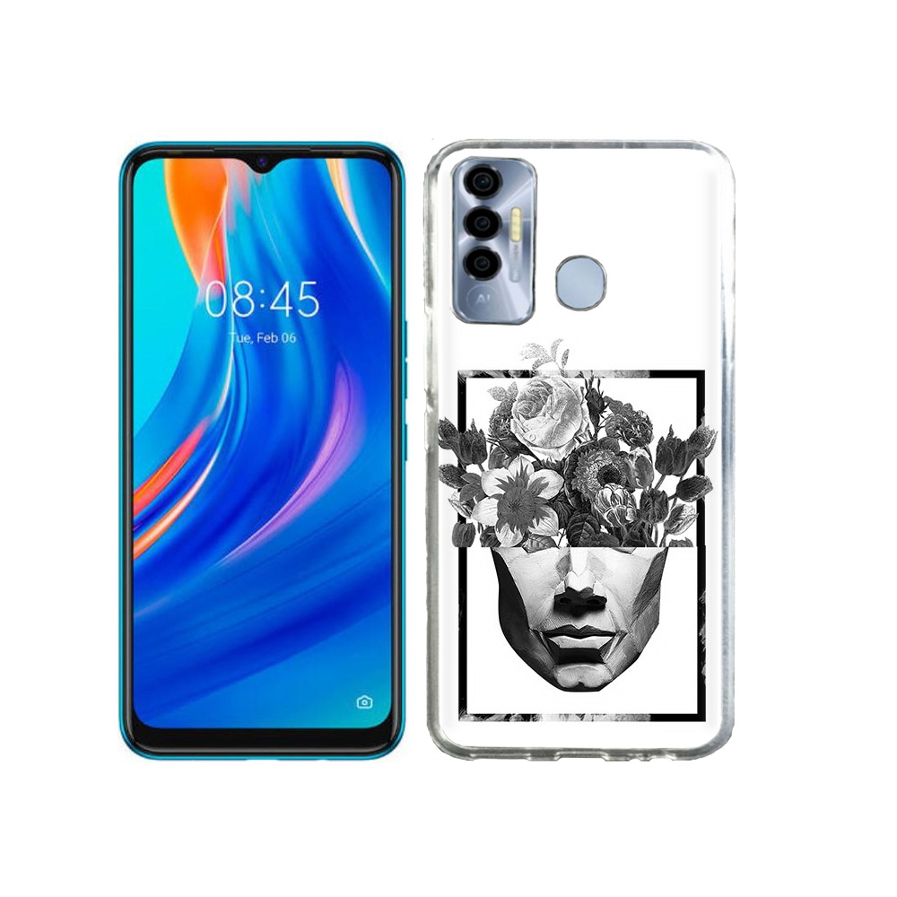 

Чехол MyPads Tocco для Tecno Spark 7P черно белая ваза в абстракции, Прозрачный, Tocco