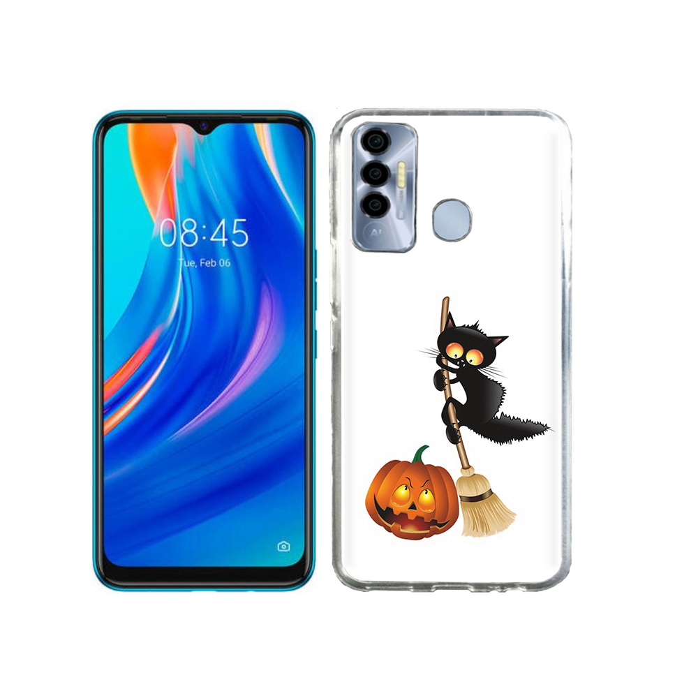 

Чехол MyPads Tocco для Tecno Spark 7P хэлуинский котик, Прозрачный, Tocco