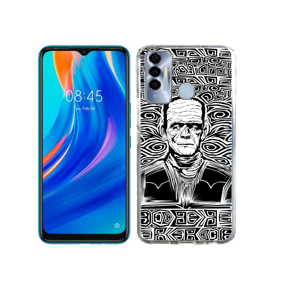 

Чехол MyPads Tocco для Tecno Spark 7P франкенштейн черно белый, Прозрачный, Tocco