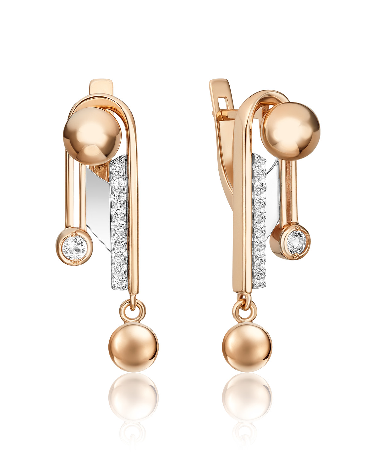

Серьги подвески из красного золота/белого золота PLATINA jewelry 02-4826-00, топаз, 02-4826-00