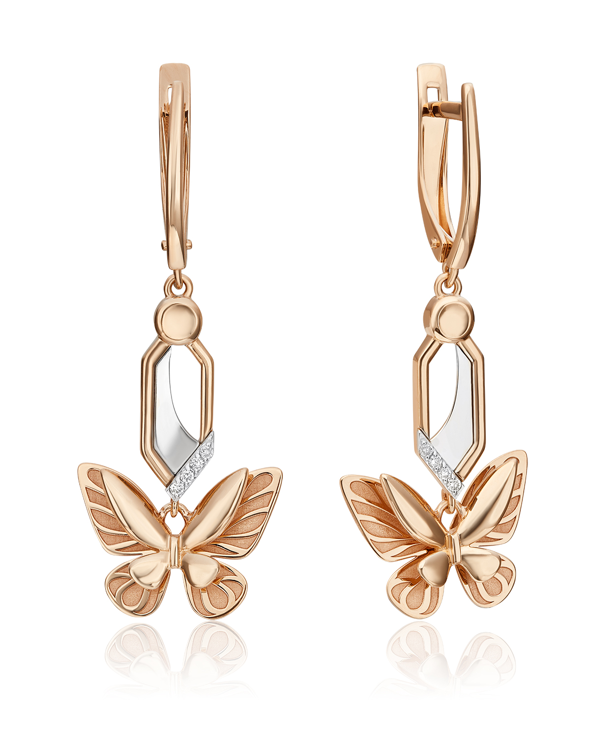 

Серьги подвески из красного золота/белого золота PLATINA jewelry 02-4812-00, бриллиант, 02-4812-00