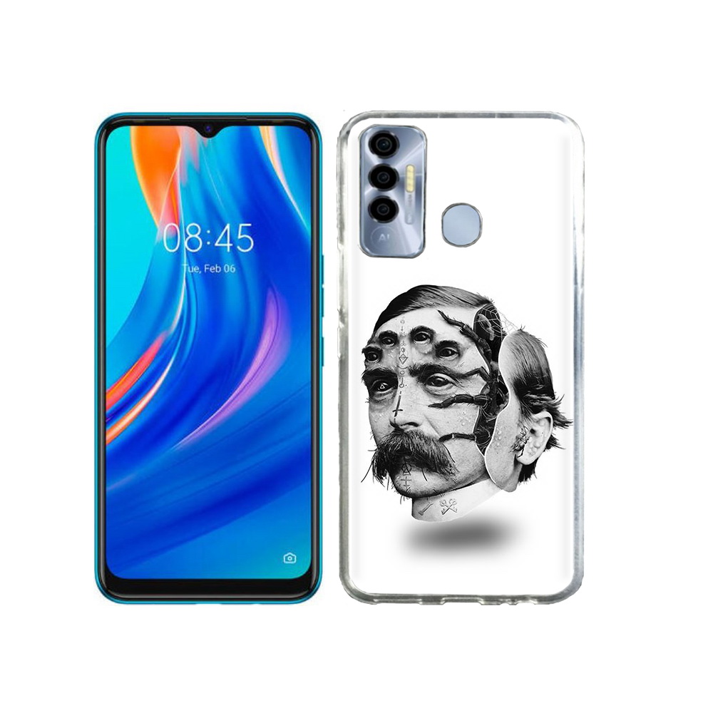 

Чехол MyPads Tocco для Tecno Spark 7P страшное лицо мужчины, Прозрачный, Tocco