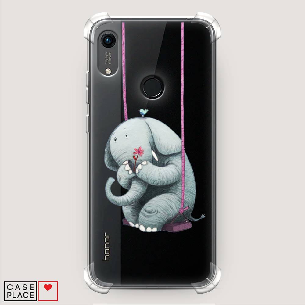 

Чехол Awog на Honor 8A (8A Pro/Prime) "Грустный слоник", Розовый, 68751-1