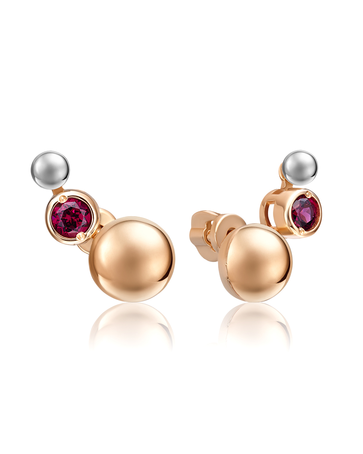 

Серьги пусеты из красного золота/белого золота PLATINA jewelry 02-4773-00, гранат, 02-4773-00