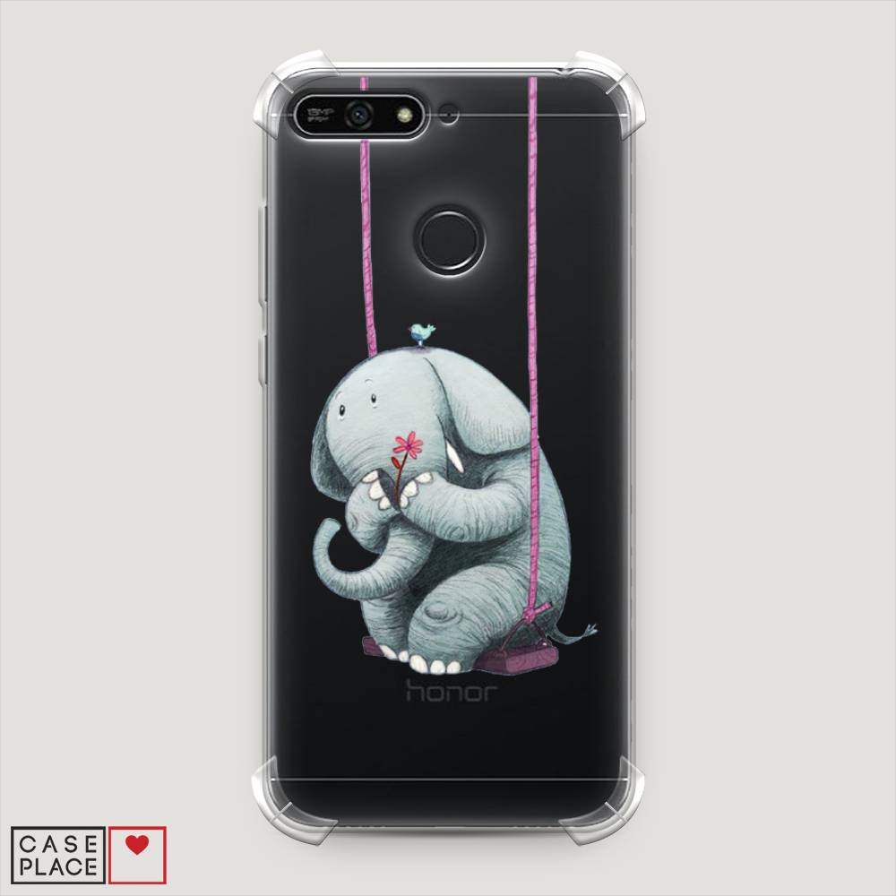 

Чехол Awog на Honor 7A Pro "Грустный слоник", Розовый, 65451-1