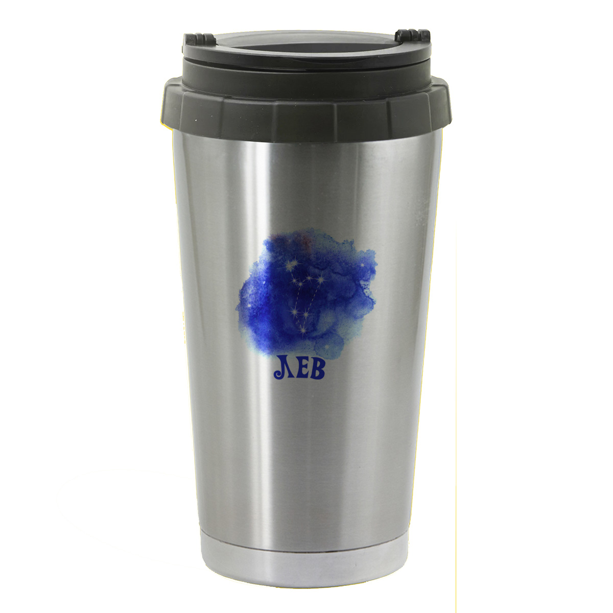 

Термостакан серый CoolPodarok Знаки зодиака.Лев