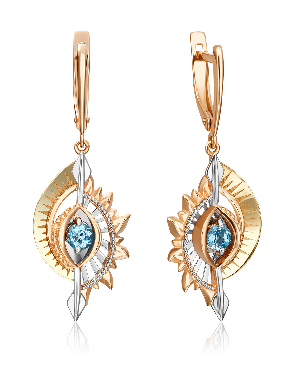 

Серьги подвески из комбинированного золота PLATINA jewelry 02-4760-00, топаз, 02-4760-00